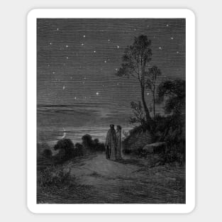 High Resolution Gustave Doré Illustration Dante Leaves the Dark Wood Sticker